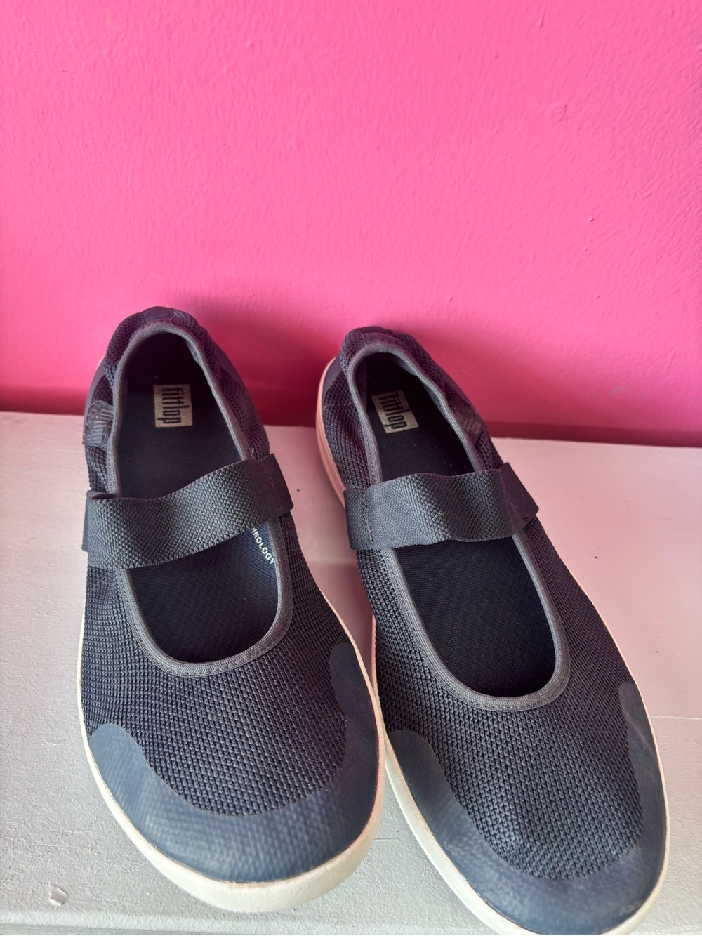 Black Women's Slip-On Mary Jane Sneakers with Adjustable Strap